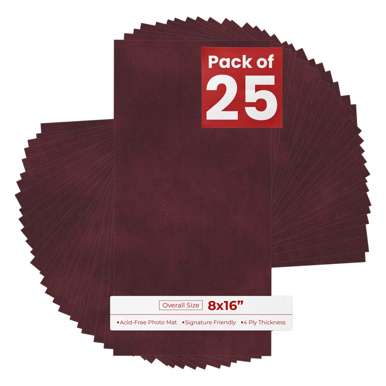 Dark Red Suede 8x16 Uncut Mat Board - Blank Sheets, No Opening
